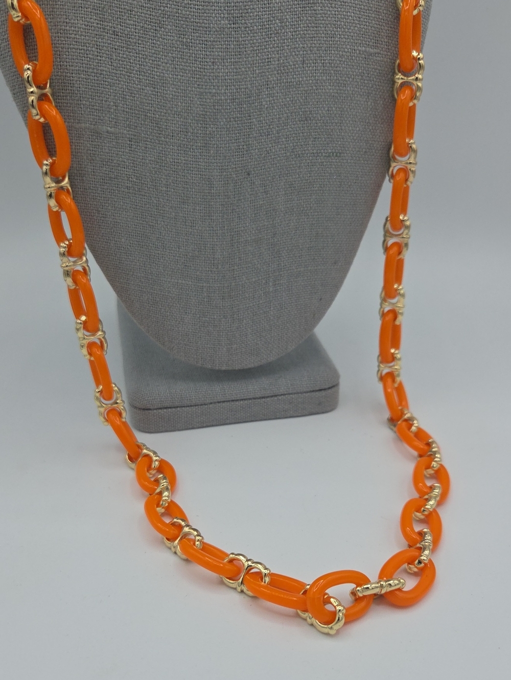 Bundle 5 for $25! Orange Link Chain Necklace - Gold Tone Accent
